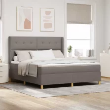   vidaXL Boxrugós ágy matracmal fejtámlával Tópszínű 180 x 200 cm szövet
