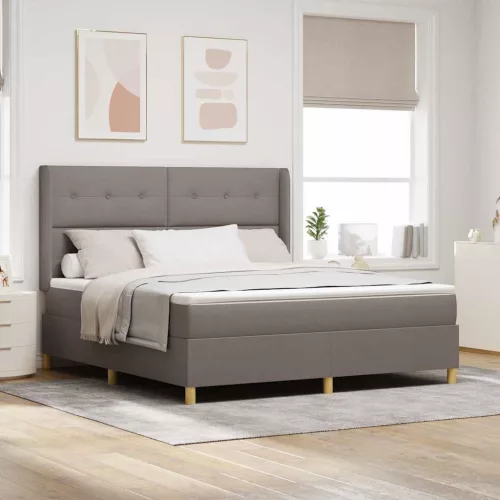 vidaXL Boxrugós ágy matracmal fejtámlával Tópszínű 180 x 200 cm szövet