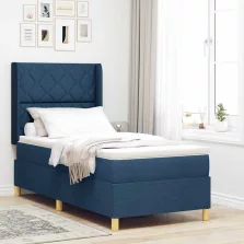   vidaXL Boxrugós ágy matracmal fejtámlával Kék 100 x 200 cm szövet