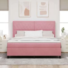   vidaXL Boxrugós ágy matracmal Rózsaszín 180 x 200 cm Bársony