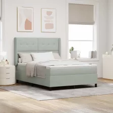   vidaXL Boxrugós ágy fejtámlával Világosszürke 160 x 200 cm Bársony