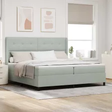   vidaXL Boxrugós ágy matracmal Világosszürke 200 x 200 cm Bársony