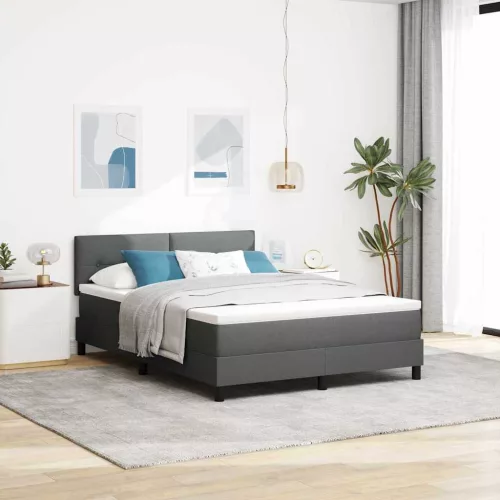 vidaXL Boxrugós ágy matracmal leddel Sötétszürke 160 x 200 cm szövet