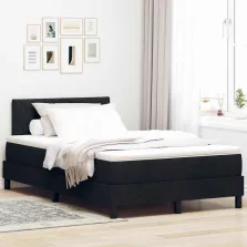   vidaXL Boxrugós ágy matracmal leddel Fekete 120 x 190 cm szövet