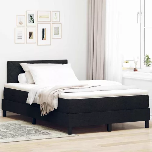 vidaXL Boxrugós ágy matracmal leddel Fekete 120 x 190 cm szövet