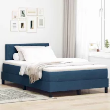   vidaXL Boxrugós ágy matracmal leddel Kék 120 x 190 cm szövet