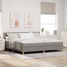   vidaXL LED Box Spring Ágy matracmal Tópszínű 200 x 200 cm szövet