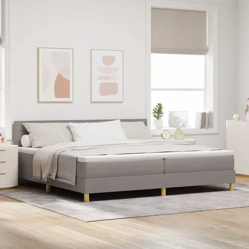 vidaXL LED Box Spring Ágy matracmal Tópszínű 200 x 200 cm szövet