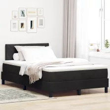   vidaXL LED Box Spring Ágy matracmal leddel Fekete 120 x 200 cm Bársony