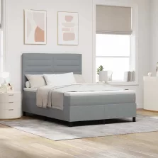   vidaXL Boxrugós ágy matracmal leddel Világosszürke 140 x 200 cm szövet
