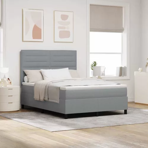 vidaXL Boxrugós ágy matracmal leddel Világosszürke 140 x 200 cm szövet