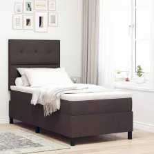   vidaXL Boxrugós ágy matracmal leddel sötétbarna 90 x 200 cm szövet
