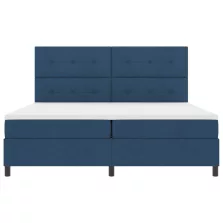   vidaXL Boxrugós ágy matracmal leddel Kék 200 x 200 cm szövet