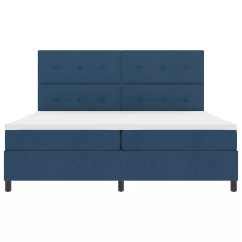 vidaXL Boxrugós ágy matracmal leddel Kék 200 x 200 cm szövet
