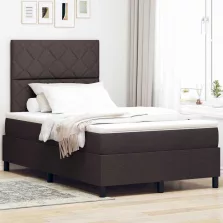   vidaXL Boxrugós ágy matracmal leddel sötétbarna 120 x 190 cm szövet