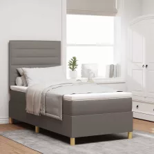   vidaXL LED Box Spring Ágy matracmal Tópszínű 90 x 190 cm szövet