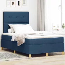   vidaXL LED Box Spring Ágy matracmal Kék 120 x 190 cm szövet