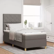   vidaXL LED Box Spring Ágy matracmal Tópszínű 100 x 200 cm szövet