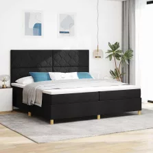   vidaXL LED Box Spring Ágy matracmal Fekete 200 x 200 cm szövet