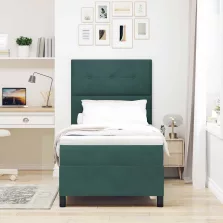   vidaXL LED Box Spring Ágy matracmal Sötétzöld 80 x 200 cm szövet