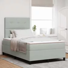   vidaXL LED Box Spring Ágy matracmal Világosszürke 120 x 190 cm szövet