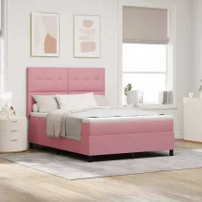   vidaXL LED Box Spring Ágy matracmal Rózsaszín 140 x 190 cm szövet