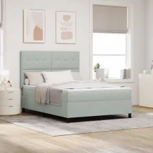   vidaXL LED Box Spring Ágy matracmal Világosszürke 160 x 200 cm szövet