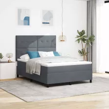   vidaXL LED Box Spring Ágy matracmal Sötétszürke 160 x 200 cm szövet