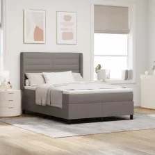   vidaXL LED Box Spring Ágy matracmal Tópszínű 140 x 190 cm szövet