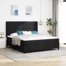   vidaXL LED Box Spring Ágy matracmal Fekete 180 x 200 cm szövet