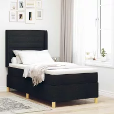   vidaXL Boxrugós ágy matracmal fejtámlával Fekete 90 x 200 cm szövet