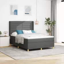   vidaXL Boxrugós ágy matracmal fejtámlával Szürke 140 x 190 cm szövet