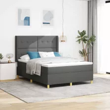   vidaXL Boxrugós ágy matracmal fejtámlával Szürke 140 x 190 cm szövet