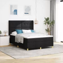   vidaXL Boxrugós ágy matracmal fejtámlával Fekete 140 x 200 cm szövet