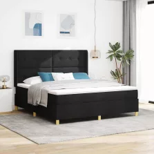   vidaXL Boxrugós ágy matracmal fejtámlával Fekete 140 x 200 cm szövet