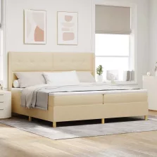   vidaXL Boxrugós ágy matracmal fejtámlával Krém 140 x 200 cm szövet