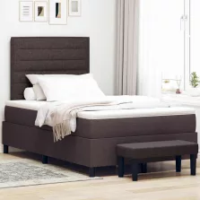   vidaXL Boxrugós ágy matracmal Sötét Barna 120 x 200 cm szövet