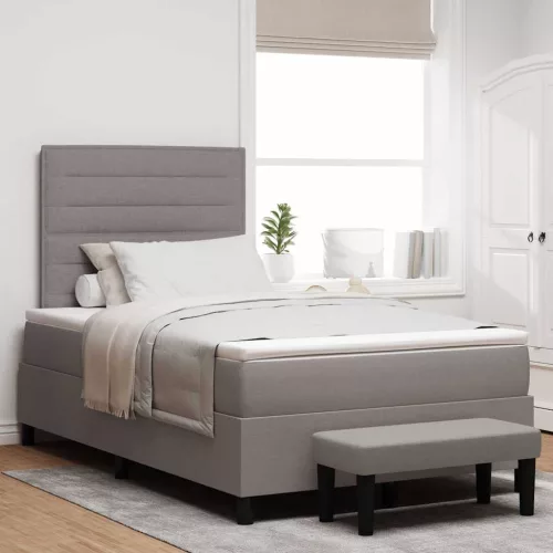 vidaXL Boxrugós ágy matracmal fejtámlával Tópszínű 120 x 200 cm szövet