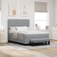   vidaXL Boxrugós ágy matracmal Világosszürke 160 x 200 cm szövet