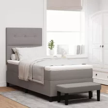   vidaXL Boxrugós ágy matracmal fejtámlával Tópszínű 90 x 200 cm szövet