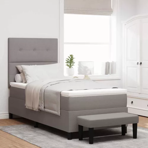 vidaXL Boxrugós ágy matracmal fejtámlával Tópszínű 90 x 200 cm szövet