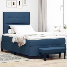   vidaXL Boxrugós ágy matracmal fejtámlával Kék 120 x 190 cm szövet