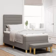   vidaXL Boxrugós ágy matracmal fejtámlával Tópszínű 100 x 200 cm szövet