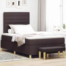   vidaXL Boxrugós ágy matracmal sötétbarna 120 x 200 cm szövet