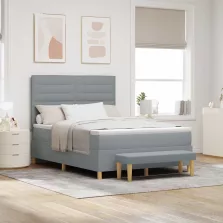   vidaXL Boxrugós ágy matracmal Világosszürke 140 x 200 cm szövet