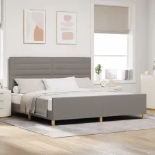   vidaXL Ágykeret fejtámlával Tópszínű 200 x 200 cm szövet