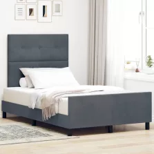   vidaXL Boxrugós ágy fejtámlával Sötétszürke 120 x 190 cm Bársony