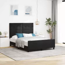   vidaXL Boxrugós ágy fejtámlával Fekete 140 x 190 cm Bársony