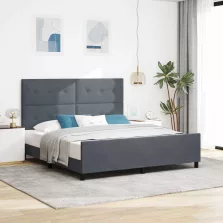   vidaXL Boxrugós ágy fejtámlával Sötétszürke 180 x 200 cm Bársony