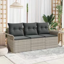   vidaXL Kerti Kanapé Szett 3 pcs Szürke 196 x 62 x 85cm polirattan